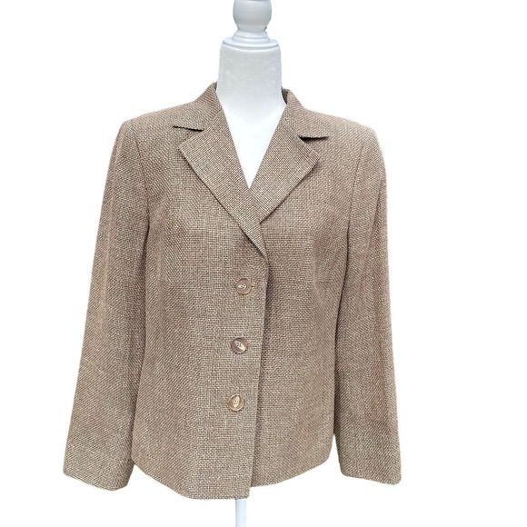 AKRIS Punto Silk Jacket Blazer Jacket Size 10 Brown - Picture 1 of 8